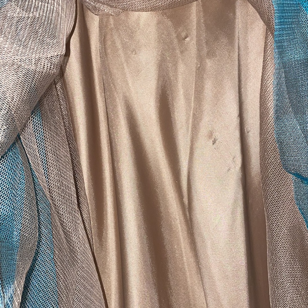 Cache teal and tan tulle cocktail prom dress - Picture 9 of 15